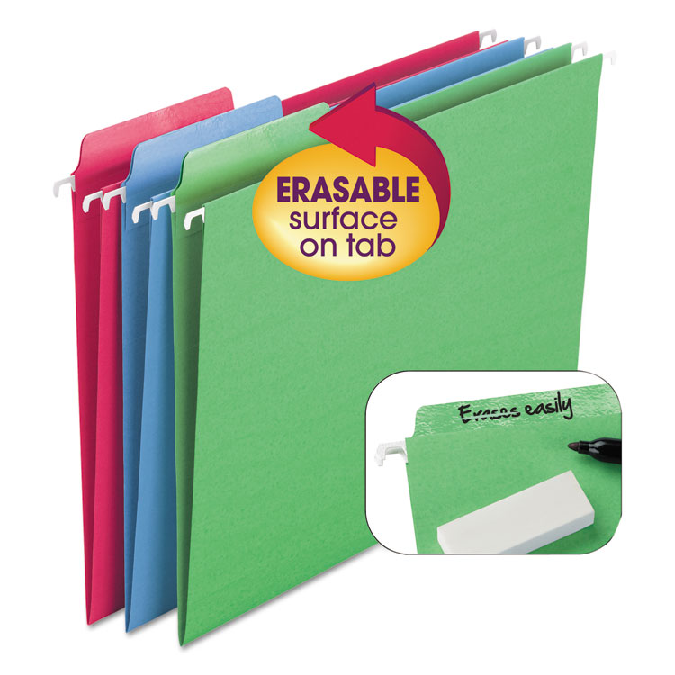Smead Erasable Folders, Letter Size, 1/3-Cut Tabs, Assorted Colors, 18/Box (SMD64031)