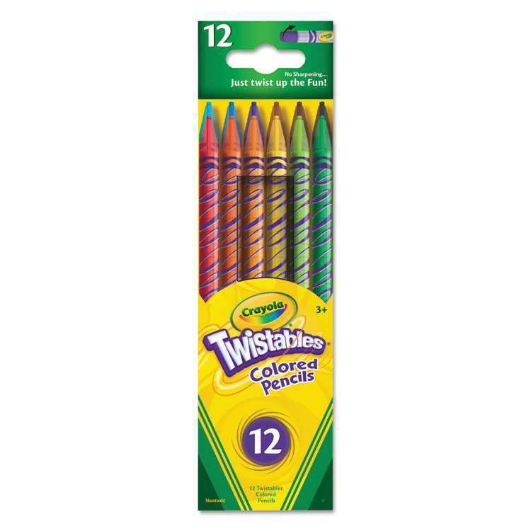 Crayola Twistables Colored Pencils, 2 mm, 2B, Assorted Lead and Barrel Colors, Dozen (CYO687408)