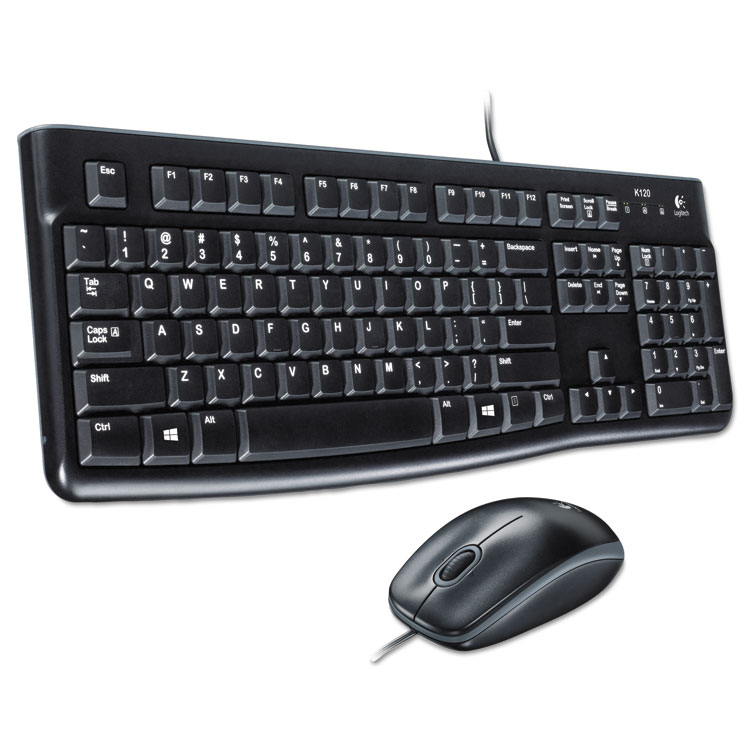 Logitech MK120 Wired Keyboard + Mouse Combo, USB 2.0, Black (LOG920002565)