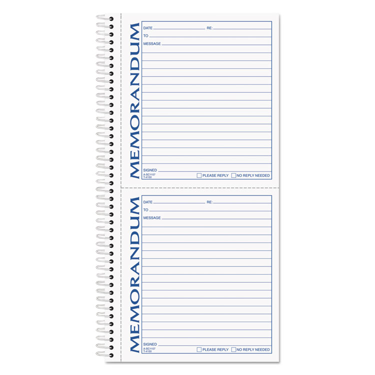 TOPS Memorandum Book, Two-Part Carbonless, 5.5 x 5, 2 Forms/Sheet, 100 Forms Total (TOP4150)