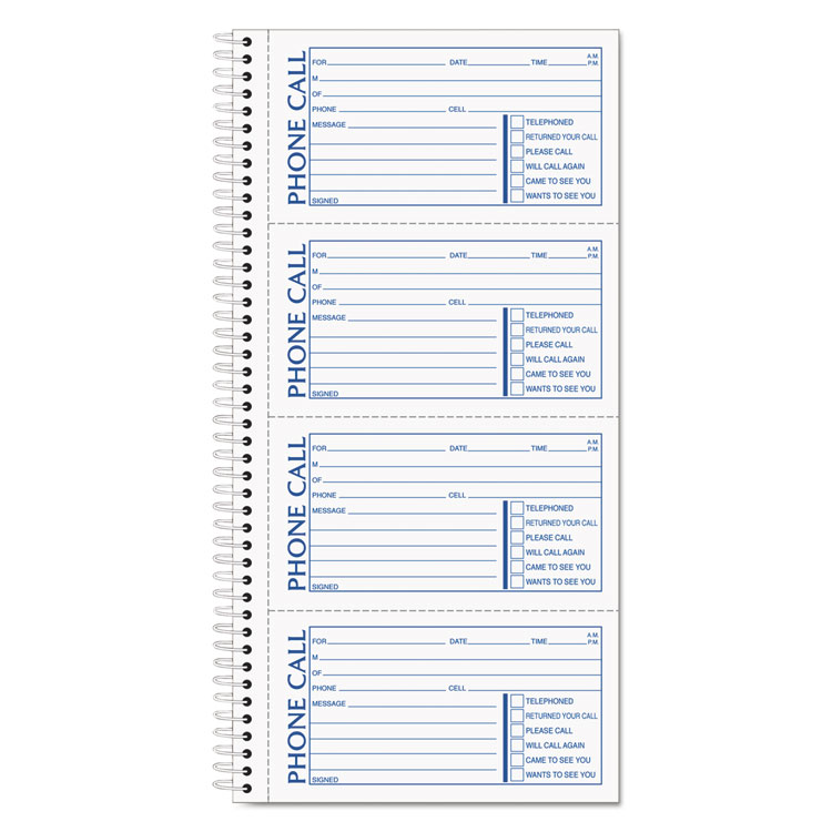Second Nature Second Nature Phone Call Book, Two-Part Carbonless, 5 x 2.75, 4 Forms/Sheet, 400 Forms Total (TOP74620)
