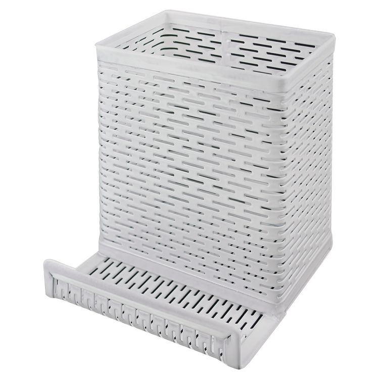 Artistic Urban Collection Punched Metal Pencil Cup/Cell Phone Stand, Perforated Steel, 3.5 x 3.5, White (AOPART20014WH)