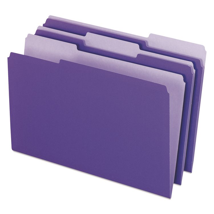 Pendaflex Interior File Folders, 1/3-Cut Tabs: Assorted, Legal Size, Violet, 100/Box (PFX435013VIO)