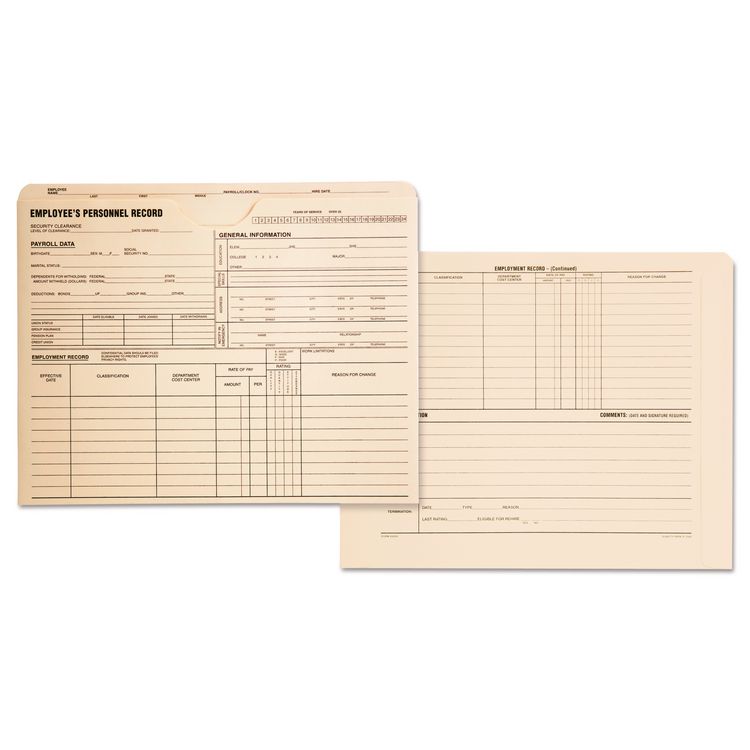 Quality Park Employee Record Jacket, Straight Tab, Letter Size, Manila, 100/Box (QUA69999)