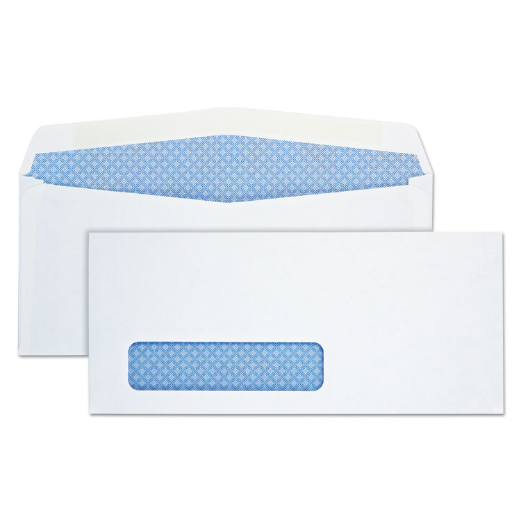 Quality Park Security Tint Window Envelope, #10, Commercial Flap, Gummed Closure, 4.13 x 9.5, White, 500/Box (QUA90130)