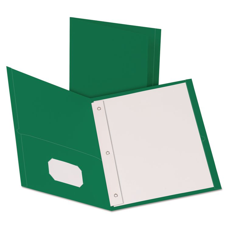 Oxford Twin-Pocket Folders with 3 Fasteners, 0.5" Capacity, 11 x 8.5, Green, 25/Box (OXF57756)