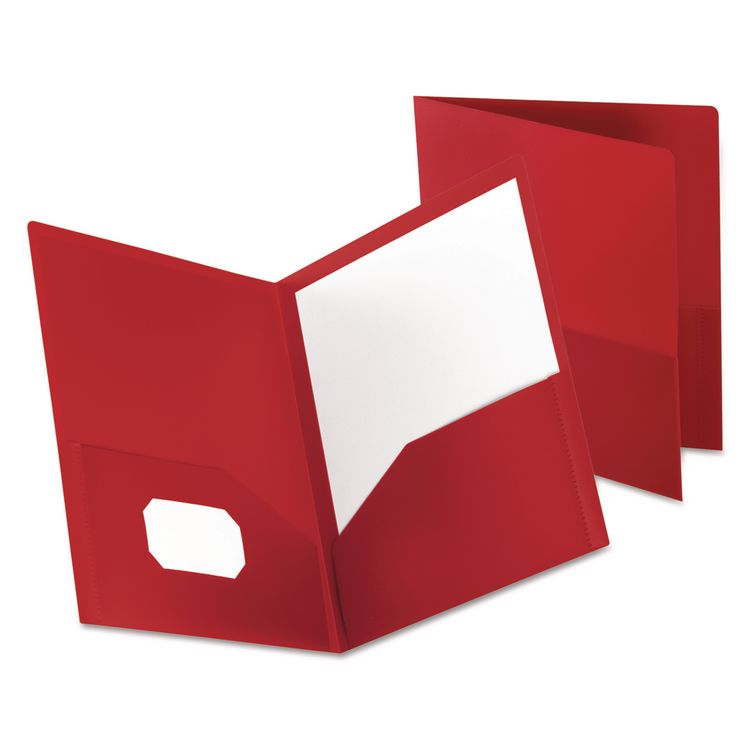 Oxford Poly Twin-Pocket Folder, 100-Sheet Capacity, 11 x 8.5, Opaque Red (OXF57411)