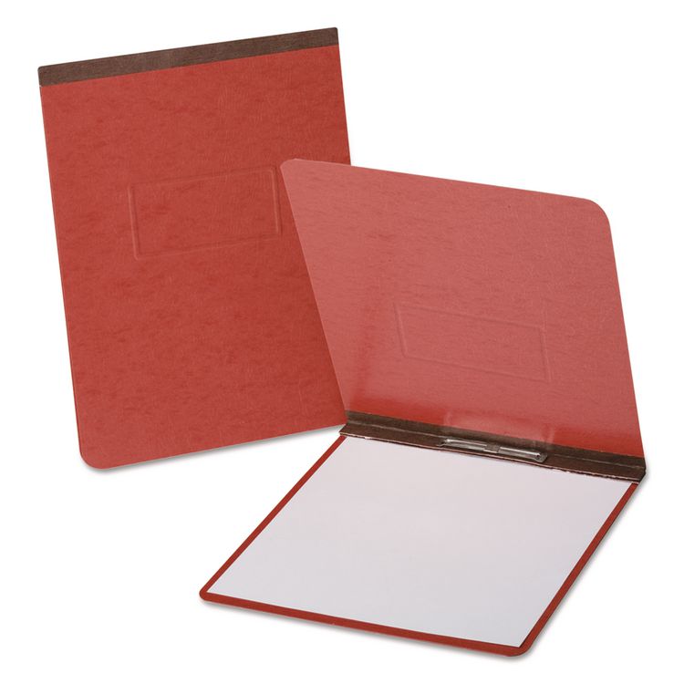 Oxford PressGuard Report Cover with Reinforced Top Hinge, Two-Prong Metal Fastener, 2" Capacity, 8 x 14, Red/Red (OXF71634)