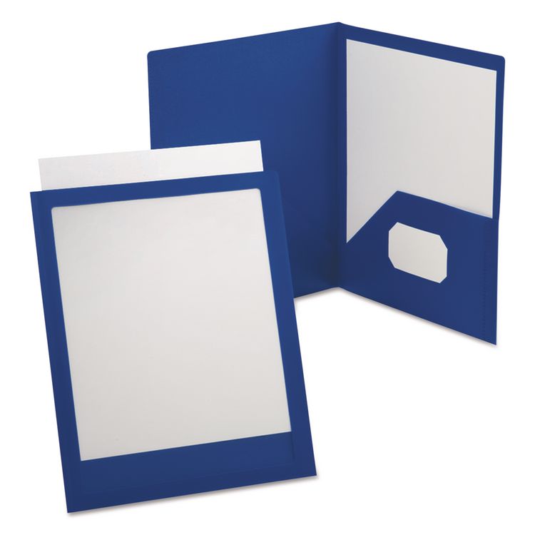 Oxford ViewFolio Polypropylene Portfolio, 100-Sheet Capacity, 11 x 8.5, Clear/Blue (OXF57441)