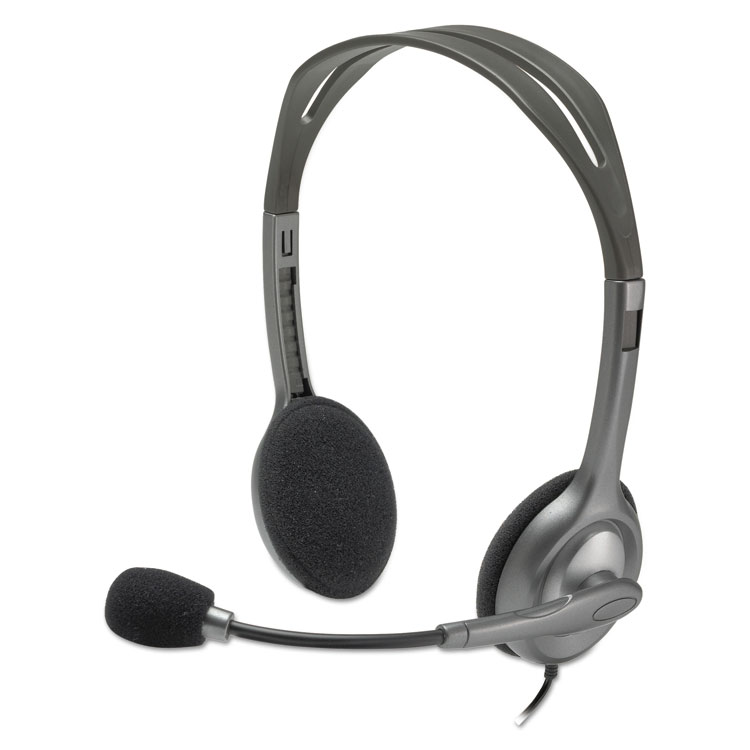 Logitech H111 Binaural Over The Head Headset, Black/Silver (LOG981000612)