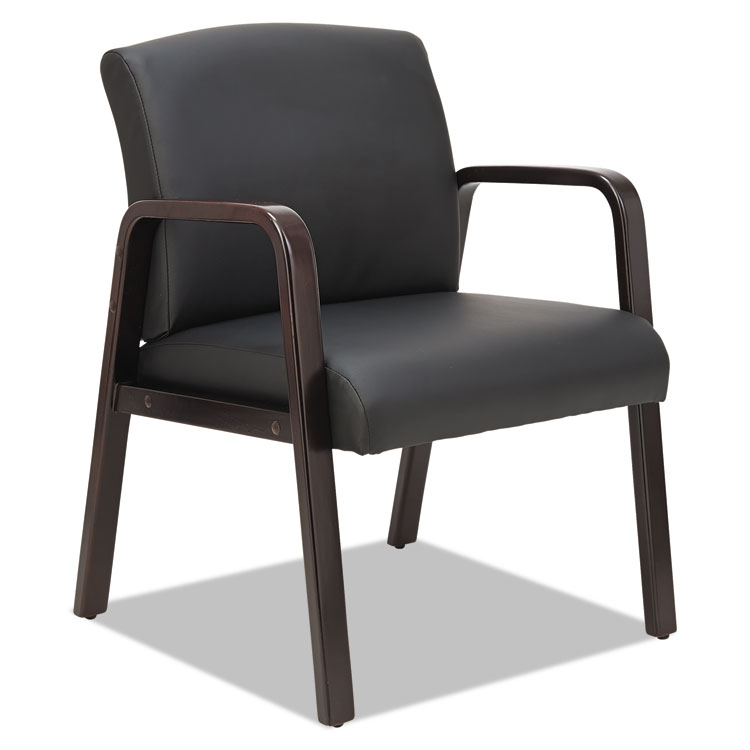 Alera Alera Reception Lounge WL Series Guest Chair, 24.21" x 24.8" x 32.67", Black Seat, Black Back, Espresso Base (ALERL4319E)