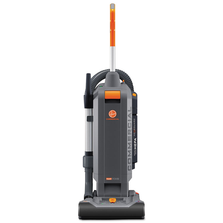Hoover Commercial HushTone Vacuum Cleaner with Intellibelt, 13" Cleaning Path, Gray/Orange (HVRCH54113)