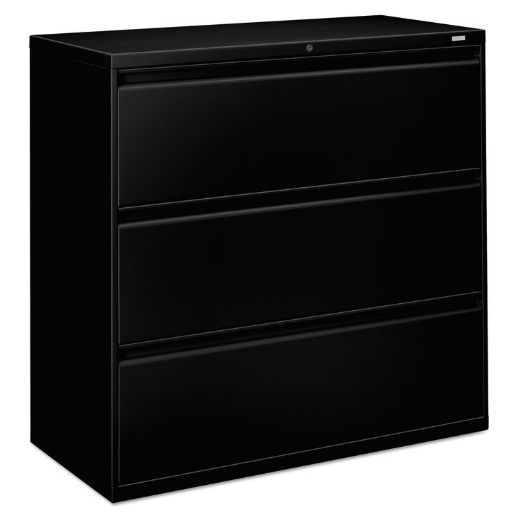 HON Brigade 800 Series Lateral File, 3 Legal/Letter-Size File Drawers, Black, 42" x 18" x 39.13" (HON893LP)