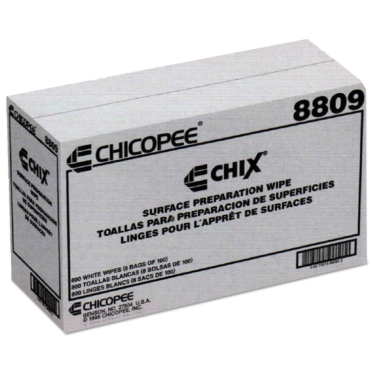 Chix Surface Prep Wipes, 1-Ply, 13 x 21, Unscented, White, 100/Bag, 8 Bags/Carton (CHI8809)