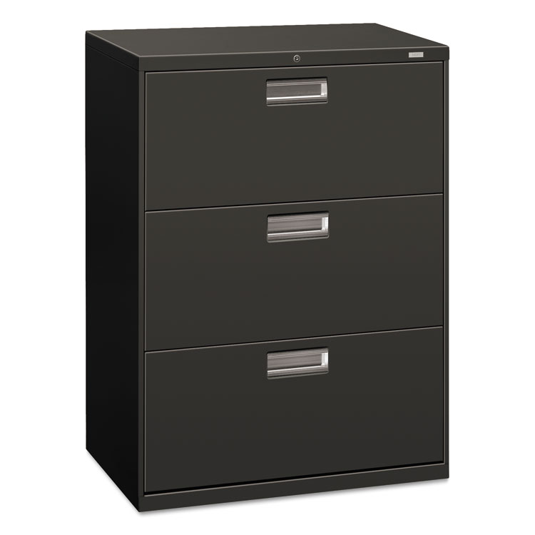 HON Brigade 600 Series Lateral File, 3 Legal/Letter-Size File Drawers, Charcoal, 30" x 18" x 39.13" (HON673LS)