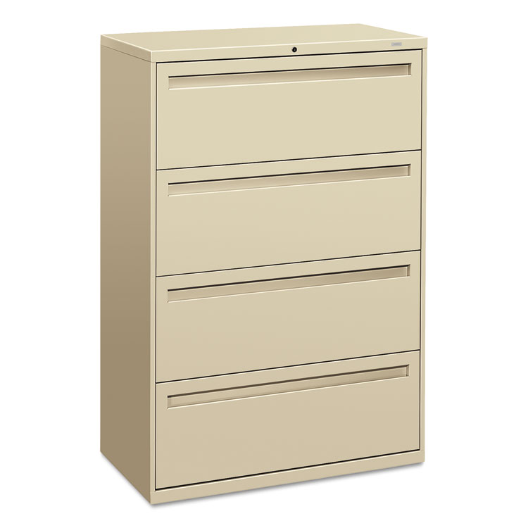 HON Brigade 700 Series Lateral File, 4 Legal/Letter-Size File Drawers, Putty, 36" x 18" x 52.5" (HON784LL)