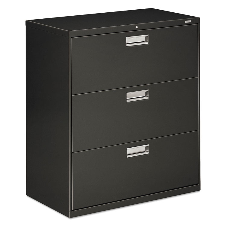 HON Brigade 600 Series Lateral File, 3 Legal/Letter-Size File Drawers, Charcoal, 36" x 18" x 39.13" (HON683LS)