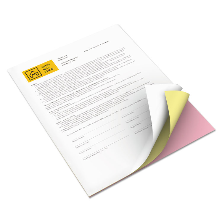 xerox Vitality Multipurpose Carbonless 3-Part Paper, 8.5 x 11, Pink/Canary/White, 5,010/Carton (XER3R12854)