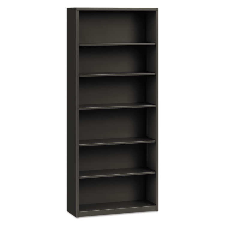 HON Metal Bookcase, Six-Shelf, 34.5w x 12.63d x 81.13h, Charcoal (HONS82ABCS)