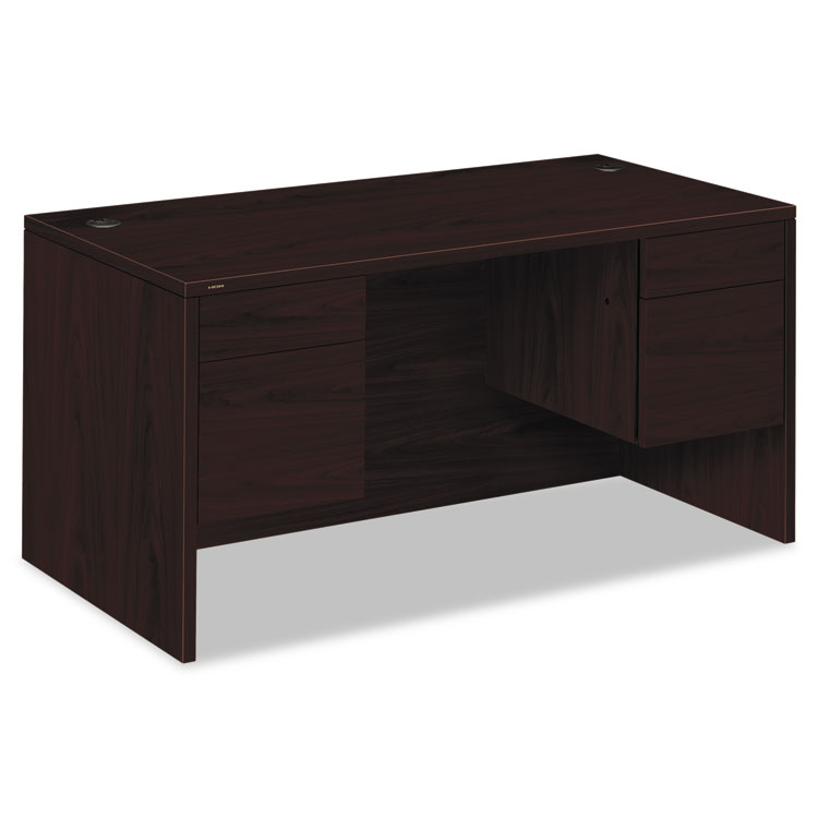 HON 10500 Series Double 3/4-Height Pedestal Desk, Left and Right: Box/File, 60" x 30" x 29.5", Mahogany (HON10573NN)