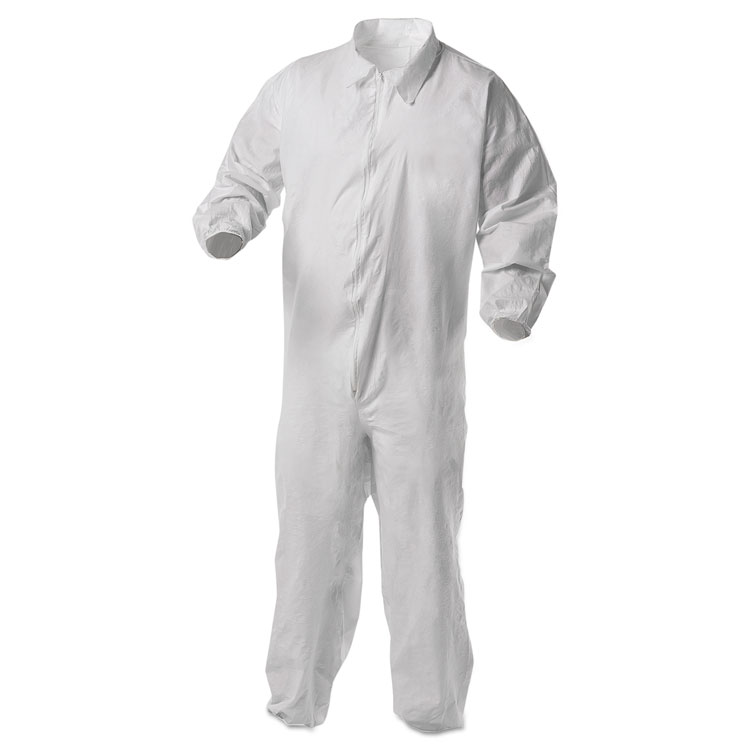 KleenGuard A35 Liquid and Particle Protection Coveralls, Zipper Front, Elastic Wrists and Ankles, 2X-Large, White, 25/Carton (ANS38930)
