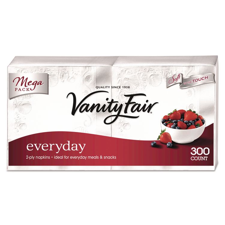 Vanity Fair Vanity Fair Everyday Dinner Napkins, 2-Ply, White, 300/Pack (GPC3550314)