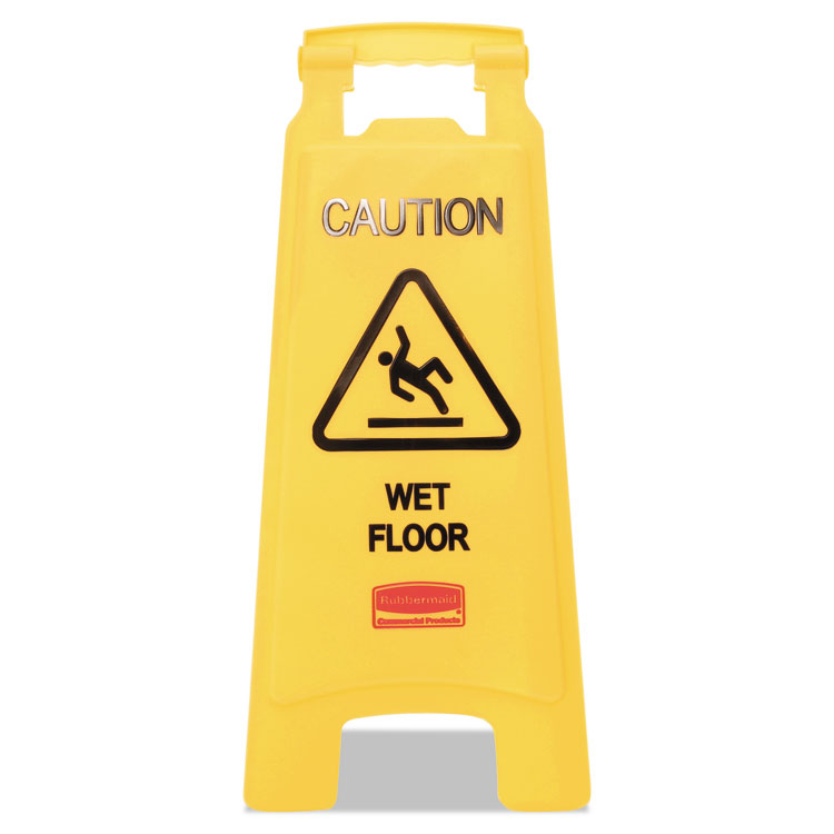 Rubbermaid Commercial Caution Wet Floor Sign, 11 x 12 x 25, Bright Yellow, 6/Carton (RCP611277YWCT)