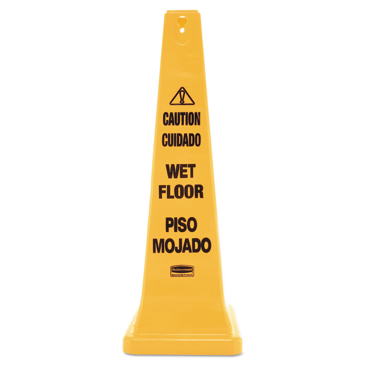 Rubbermaid Commercial Multilingual Wet Floor Safety Cone, 12.25 x 12.25 x 36 (RCP627677)