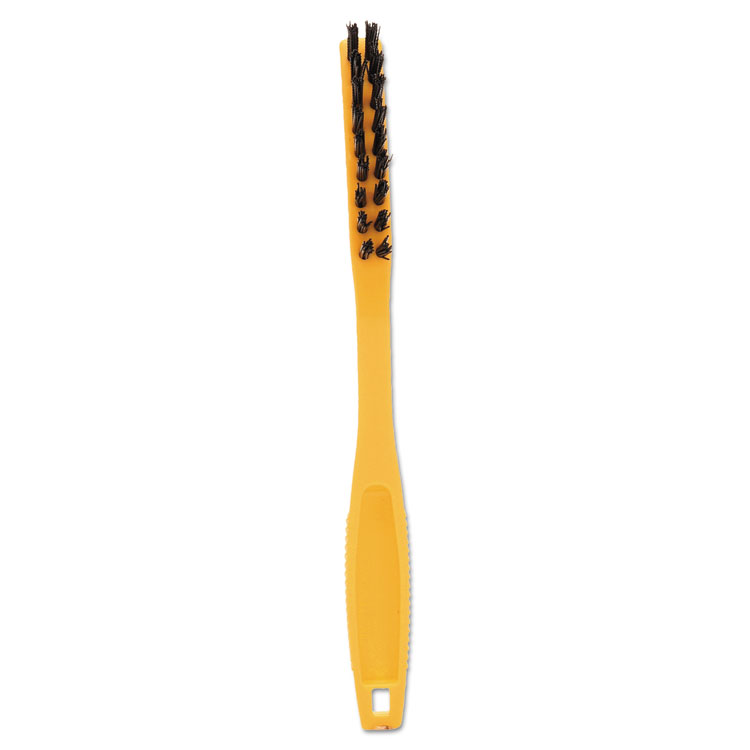Rubbermaid Commercial Synthetic-Fill Tile and Grout Brush, Black Plastic Bristles, 2.5" Brush, 8.5" Yellow Plastic Handle (RCP9B56BLA)