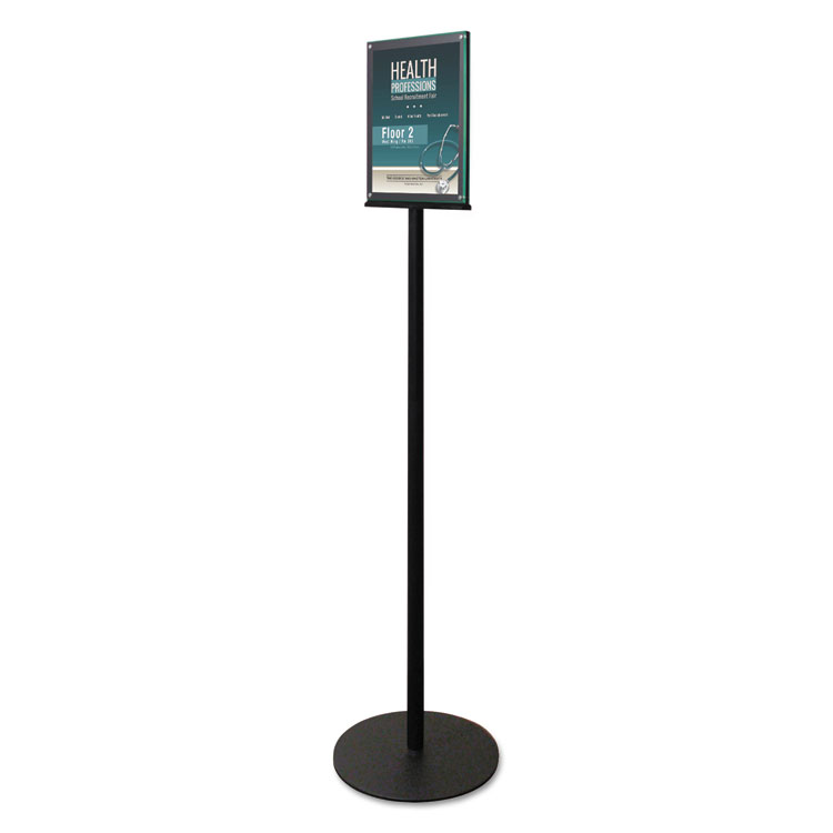 deflecto Double-Sided Magnetic Sign Display, 8.5 x 11 Insert, 56" Tall, Clear/Black (DEF692056)