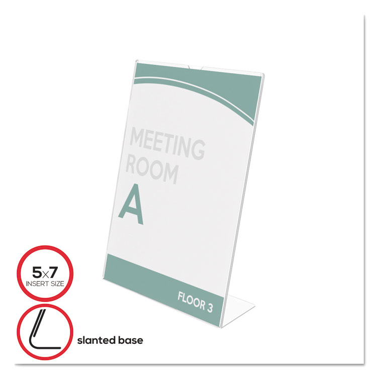 deflecto Superior Image Slanted Sign Holder, Portrait, 5 x 7 Insert, Clear (DEF590301)
