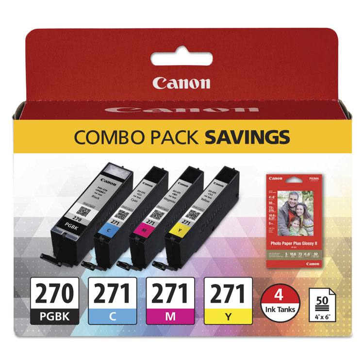 Canon 0373C005 (PGI-270/CLI-271) Ink/Paper Combo, Black/Tri-Color (CNM0373C005)
