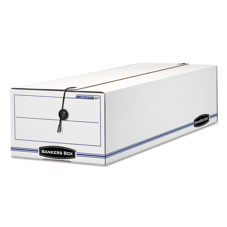 Bankers Box LIBERTY Check and Form Boxes, 9.75" x 23.75" x 6.25", White/Blue, 12/Carton (FEL00022)