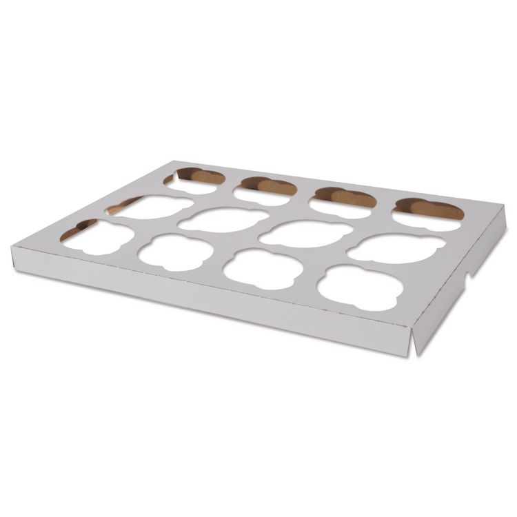 SCT Cupcake Holder Inserts, 12-Cupcake Holder, 9.88 x 13.88 x 0.88, White/Brown, Paper, 200/Carton (SCH10016)