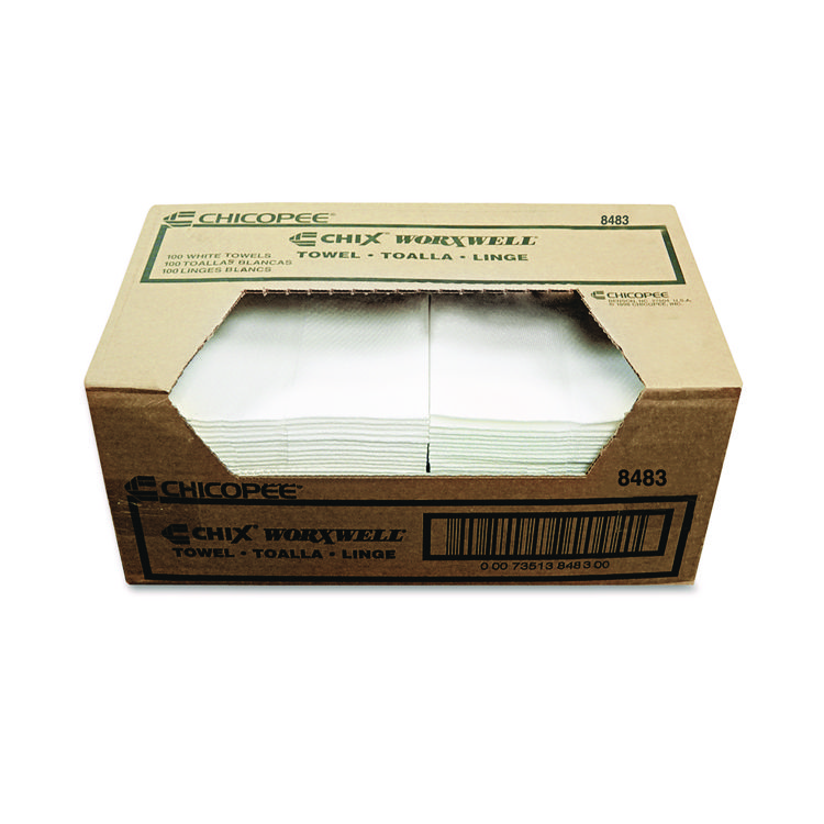 Chicopee Durawipe Shop Towels, 13 x 15, Flat, White, 300/Carton (CHI8483)