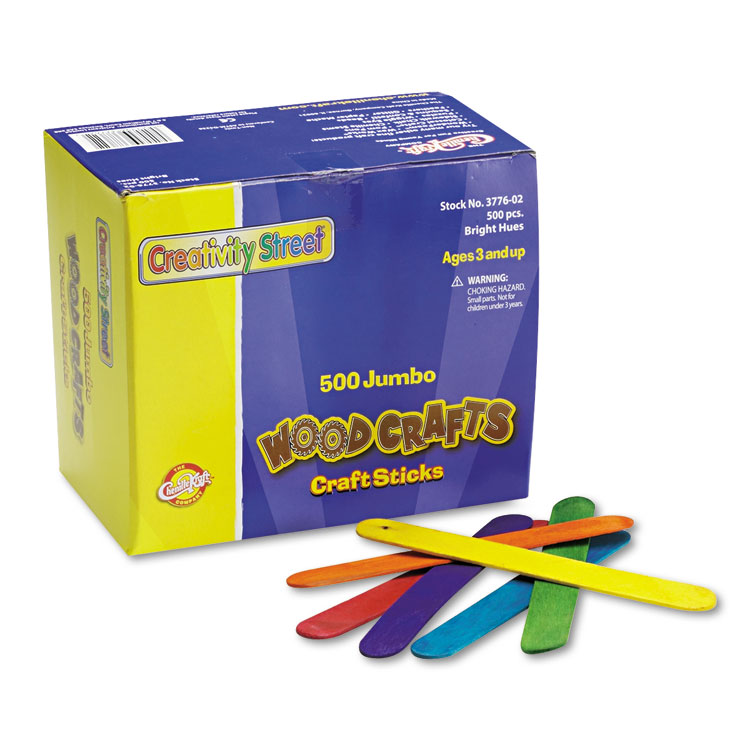 Creativity Street Colored Wood Craft Sticks, 6" x 0.75", Assorted, 500/Box (CKC377602)