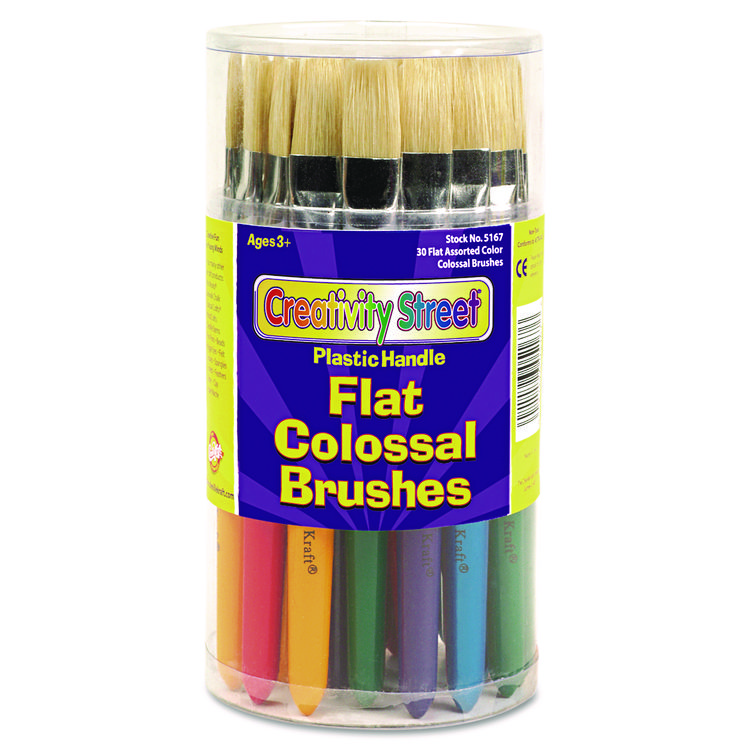 Creativity Street Colossal Brush, Natural Bristle, Flat Profile, 30/Set (CKC5167)