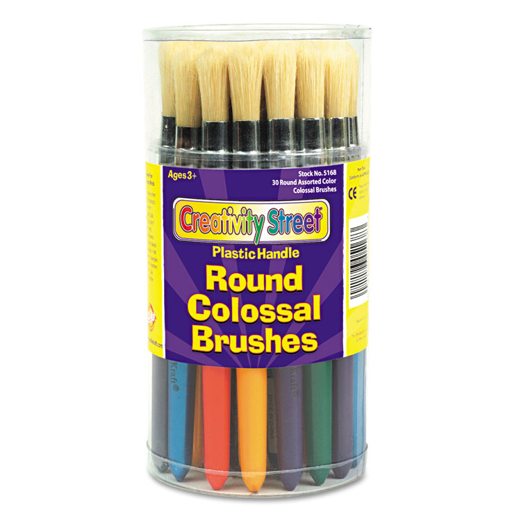 Creativity Street Colossal Brush, Natural Bristle, Round Profile, 30/Set (CKC5168)