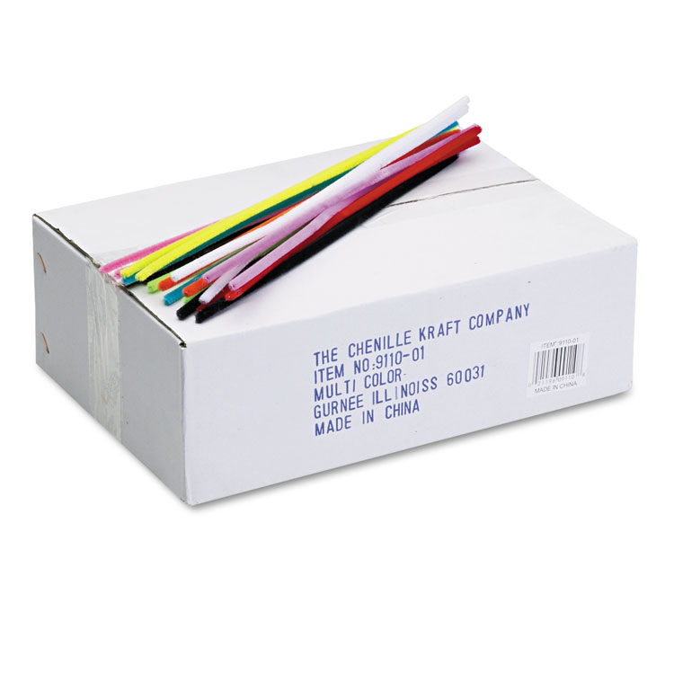 Creativity Street Jumbo Stems, 12" x 6 mm, Metal Wire, Polyester, Assorted, 1,000/Box (CKC911001)