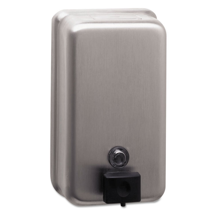 Bobrick ClassicSeries Surface-Mounted Soap Dispenser, 40 oz, 4.75 x 3.5 x 8.13, Stainless Steel (BOB2111)