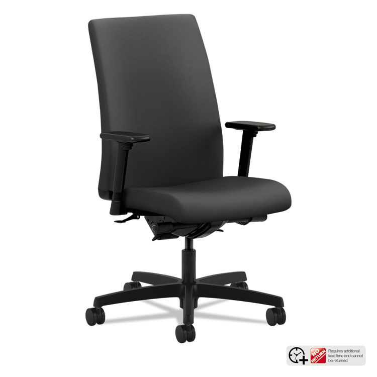 HON Ignition Series Mid-Back Work Chair, Supports Up to 300 lb, 17" to 22" Seat Height, Iron Ore Seat/Back, Black Base (HONIW104CU19)