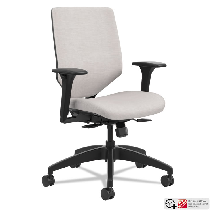HON Solve Series Upholstered Back Task Chair, Supports Up to 300 lb, 17" to 22" Seat Height, Sterling Seat/Back, Black Base (HONSVU1ACLC19TK)