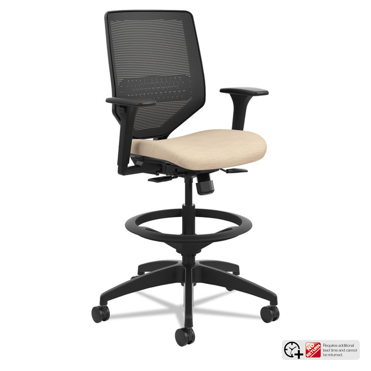 HON Solve Series Mesh Back Task Stool, Supports Up to 300 lb, 23" to 33" Seat Height, Putty Seat/Back, Black Base (HONSVSM1ALC22T)