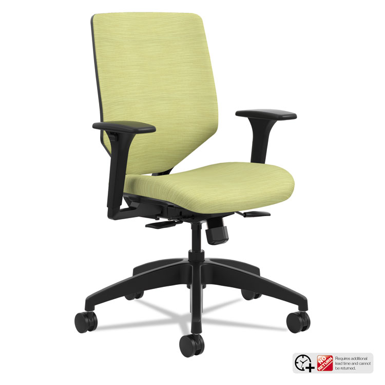HON Solve Series Upholstered Back Task Chair, Supports Up to 300 lb, 17" to 22" Seat Height, Meadow Seat/Back, Black Base (HONSVU1ACLC82TK)
