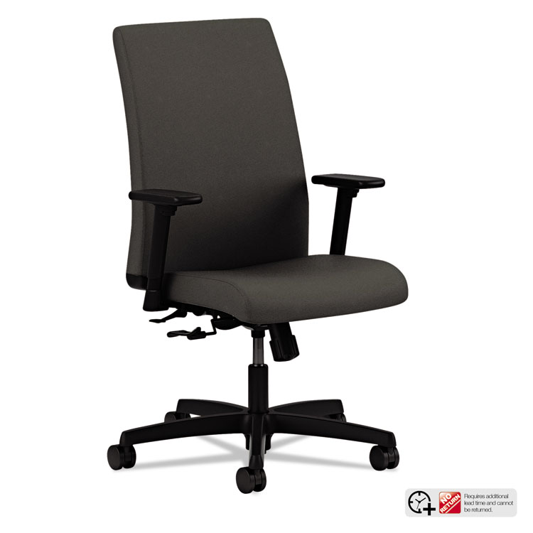 HON Ignition Series Fabric Low-Back Task Chair, Supports Up to 300 lb, 17" to 21.5" Seat Height, Iron Ore Seat/Back, Black Base (HONIT105CU19)