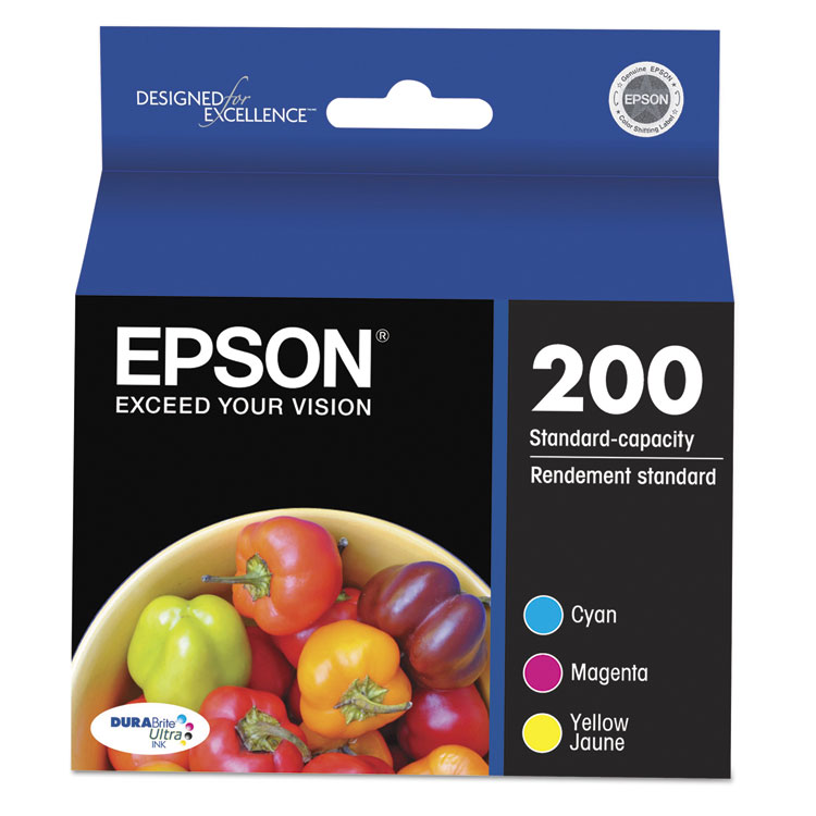 Epson T200520-S (200) DURABrite Ultra Ink, 165 Page-Yield, Cyan/Magenta/Yellow (EPST200520S)