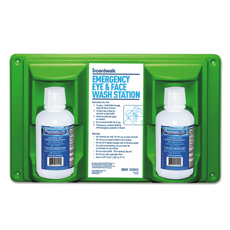 Boardwalk Emergency Eyewash Station, 16 oz Bottle, 2 Bottles/Station (BWK54842)