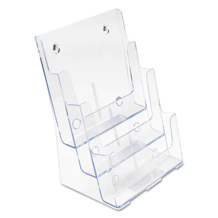 deflecto 3-Compartment DocuHolder, Magazine Size, 9.5w x 6.25d x 12.63, Clear (DEF77301)