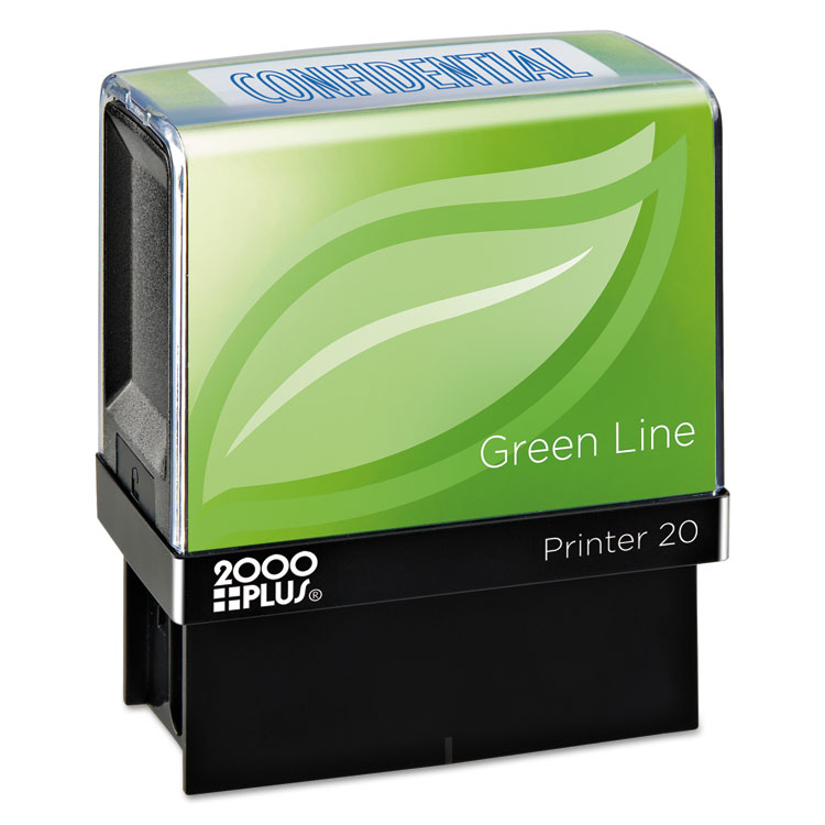 COSCO 2000PLUS Green Line Message Stamp, Confidential, 1.5 x 0.56, Blue (COS098374)