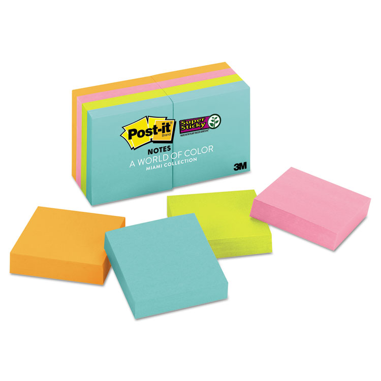 Post-it Notes Super Sticky Pads in Supernova Neon Collection Colors, 2" x 2", 90 Sheets/Pad, 8 Pads/Pack (MMM6228SSMIA)